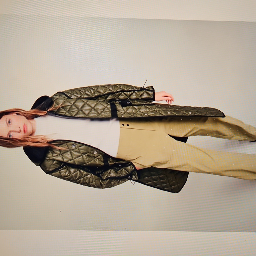 MAJE: NEW Green Long Quilted Puffer Coat